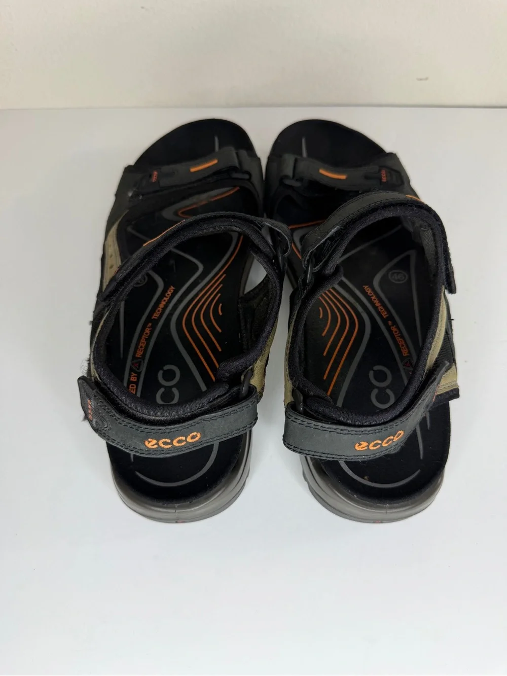 Mens Ecco Receptor Outdoor Sandals Men’s Size 46 US 12 Black Gray Hiking Trail